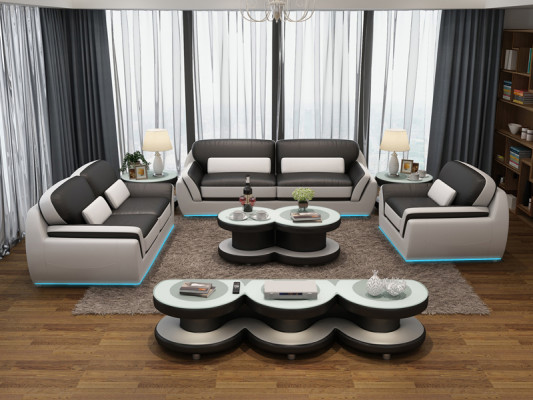 Leren bank Bank stel Nieuw 3+2+1 zitter Decor set Ontwerp Modern