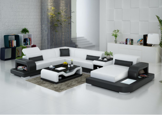Leren bank Bank Woonlandschap Hoekbank Hoekbank Ontwerp Modern Bankstel G8006