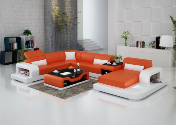 Leren bank Bank Woonlandschap Hoekbank Hoekbank Ontwerp Modern Bankstel G8006