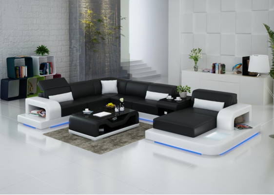 Leren bank Bank Woonlandschap Hoekbank Hoekbank Ontwerp Modern Bankstel G8006