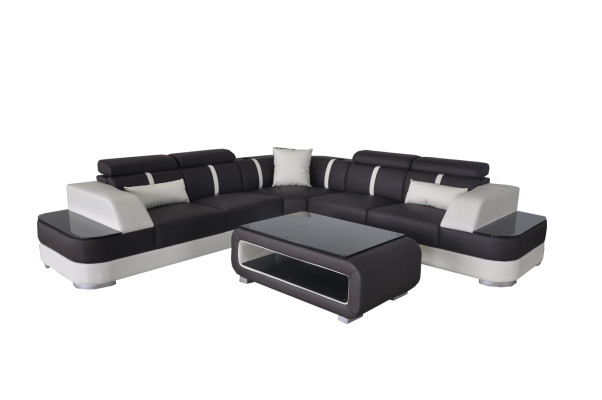 Hoekbank + USB lederen bekleding hoekbankstel bankstellen L-vorm + tafel woonlandschap