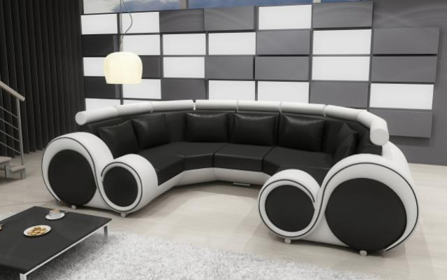 Exclusieve moderne leren sofa van premium kunstleer met houtframe
