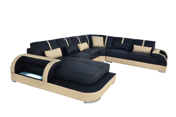 Leder bank kussen zit hoekstel modern design bankstellen woonlandschap U-vorm