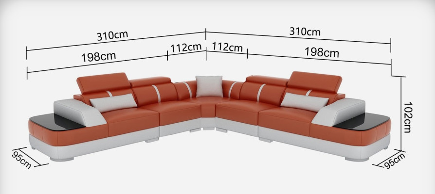 Eckbank Leder bekleding Hoekbank meubelstukken Bank L vorm + Tafel Woonlandschap.