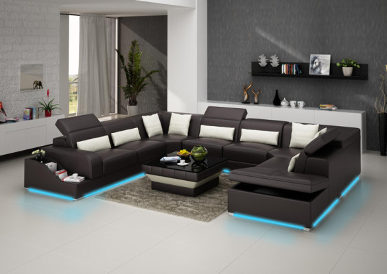 Woonlandschap Moderne Hoekbank Bank Bekleed Hoekbank Bank Hoek Set + USB