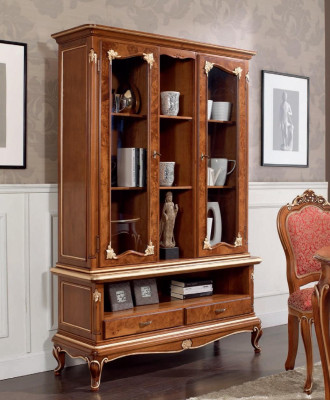 Vitrine Glas Kast Kasten Vitrines Hout Dressoir Italiaanse Meubels Bruin