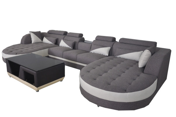 Eckbank bekleding bankstel zitplaats set moderne U-vorm woonlandschap hoekleer