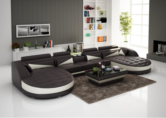 Leren bank Bank leefomgeving Hoekbank Hoekbank Set Ontwerp Modern Bankstel G8018D