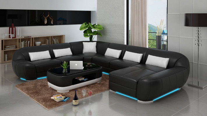 Leren bank Bank woonsamenstelling Hoekbank Hoekstel Ontwerp Modern Bankstel G8022