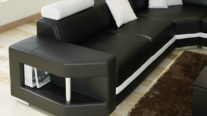 Leren bank Bank Bank Woonlandschap Hoekbank Set Design Moderne bank met USB