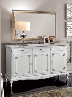Laden Italiaanse meubels Massief Spiegel 2-delig dressoir Sideboard kast Hout