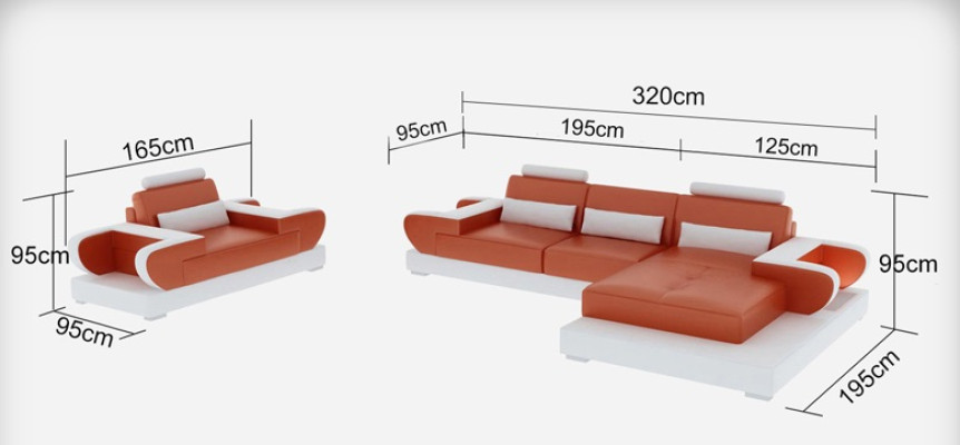 Ontwerp XXL Grote Bank Hoekbank Leren Bank Bank Bekleding Hoek Woonlandschap G8003E