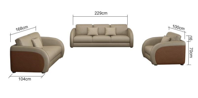 Set van 6-delig leren designbankstel met salontafel.