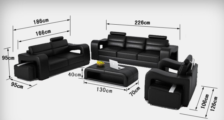 Leren bank Bank Woonlandschap 3+2+1-zits set Design Moderne Bank F3008D