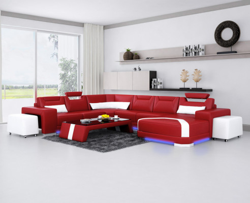 Leren bank Bank Woonschap Hoekbank Hoekbank Ontwerp Moderne Bank Nieuw F3011
