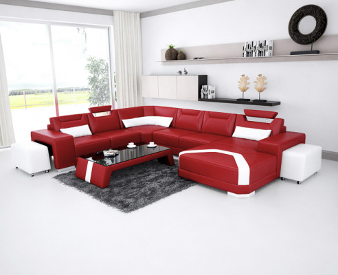 Leren bank Bank Woonschap Hoekbank Hoekbank Ontwerp Moderne Bank Nieuw F3011