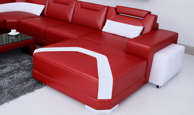 Leren bank Bank Woonschap Hoekbank Hoekbank Ontwerp Moderne Bank Nieuw F3011