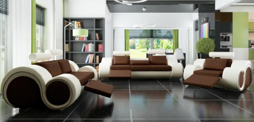 Designer bankstel 3+2+1 met USB-bekleding Bankstels Bruin bankstel set