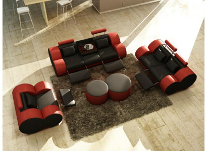 Leren bankstel 3+2+1 zits met USB Relax bank Bankstel Woonkamerset MADRID