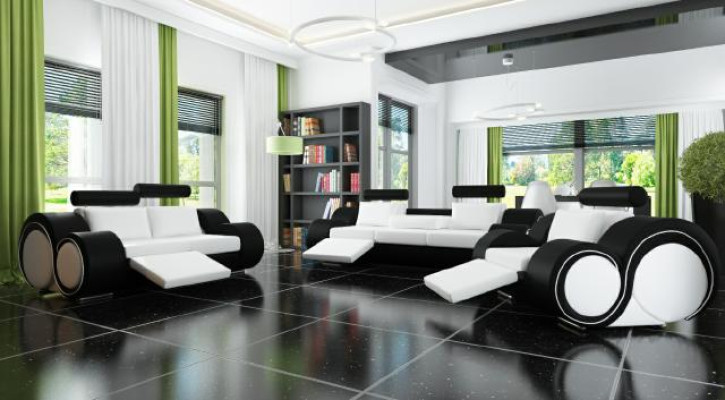 Sofaset + USB-bekleding 3+2+1 bankstel Designer Lounge Relax-bekledingsset