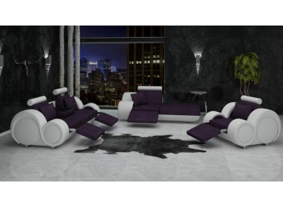 Sofa set van leer & textiel stof + USB, bankstel 3+ chaise + 1 woonlandschap