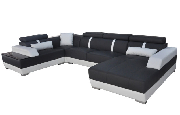 Leren bankstel woonlandschap hoekbank design modern bank U-vorm + chaise II K5015