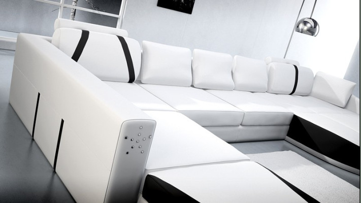 Ledersofa Bank Woonlandschap Hoekbank Hoekstel Ontwerp Modern Sofa A1122