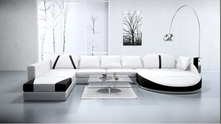 Ledersofa Bank Woonlandschap Hoekbank Hoekstel Ontwerp Modern Sofa A1122