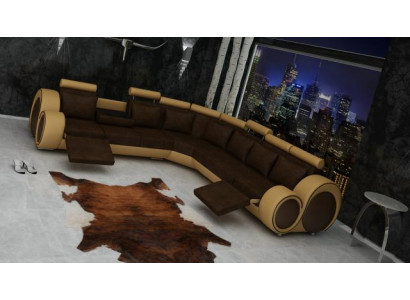 TEXTIELEN BANK + USB, DESIGNBANK HOEKSOFA WOONLANDSCHAP HOEK NIEUWE BEKLEDING LEDER