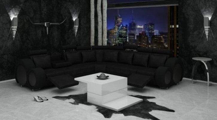 TEXTIL SOFA met USB DESIGNERSOFA GARNITUR LEDER HOEKSOFABANK WOONLANDSCHAP HOEK NIEUW