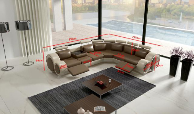 TEXTIL SOFA met USB DESIGNERSOFA GARNITUR LEDER HOEKSOFABANK WOONLANDSCHAP HOEK NIEUW