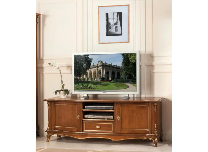 TV dressoir RTV woonkamer design plank bruin hout rekken lowboard Italië nieuw