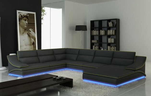 Leren bank Bank Woonlandschap Hoekbank Hoekbank Set Ontwerp Modern Bankstel
