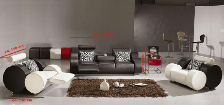 LEDERSOFA LEDERBANK 3+2+1 met USB BEKLEDINGSSET DESIGN SOFA NIEUW SET
