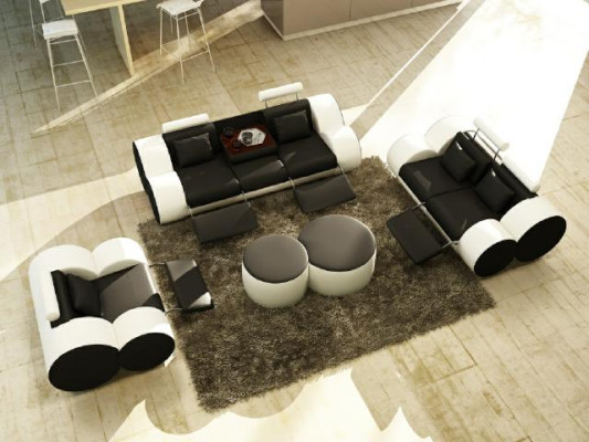 Leren bankstel 3+2+1 met USB Relax Bankstel Bankstel Bankstel Polstergarnituur