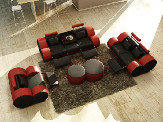 Leren bankstel 3+2+1 met USB Relax Bankstel Bankstel Bankstel Polstergarnituur