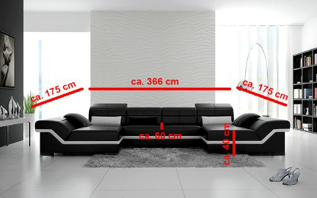 XXL Leren bank met USB hoekbank Woonlandschap Grote bank leren sofa bekleding Nieuw  XXL leren bank met USB hoekbank Woongebied Grote bank leren bank bekleding Nieuw