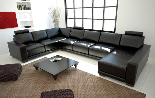 Leren bank Bank Woonlandschap Hoekbank Hoekmeubel Design Modern A1121