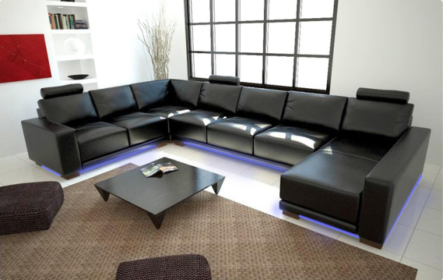 Leren bank Bank Woonlandschap Hoekbank Hoekmeubel Design Modern A1121