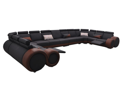 XXL Bank Grote Leren Hoekbank Hoekbank Loungebank Bekleding Woon U-vorm +USB