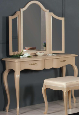 Kaptafel met spiegel Slaapkamer meubel Design Nachtkastje Kruk 2-delig Nieuw