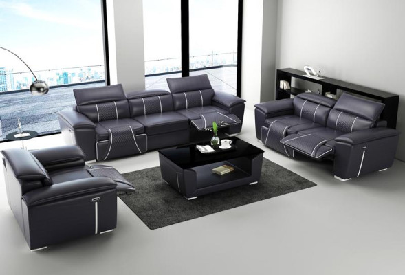 Sofa set Bank Bekleding Bank 3+3 Compleet Set Design Leer 2-delig. Garnituren