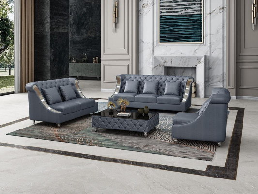 Chesterfield bankstel met bekleding, bank van leer 3-zits woonlandschap nieuw  Chesterfield bankstel met bekleding, leren bank 3-zits woonlandschap nieuw