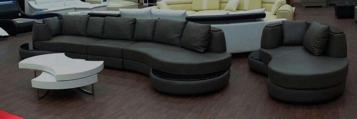 Designersofa Hoekbank Woonlandschap Ronde bank Leren bank Bank L-Vorm PR-S