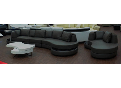 Designersofa Hoekbank Woonlandschap Ronde bank Leren bank Bank L-Vorm PR-S