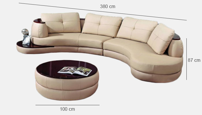 Designersofa Hoekbank Woonlandschap Ronde bank Leren bank Bank L-Vorm PR-S