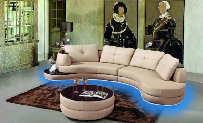 Designersofa Hoekbank Woonlandschap Ronde bank Leren bank Bank L-Vorm PR-S