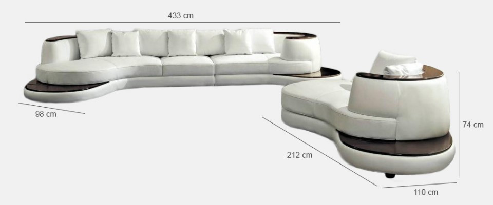 Designersofa Hoekbank Woonlandschap Ronde bank Leren bank Bank U-vormig Koninklijk