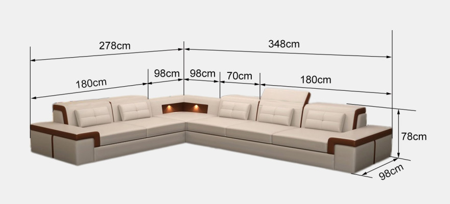 Sofa Hoekbank Bekleding Woonkamer design Hoekbank L-vormige L-vormige bank USB + LED