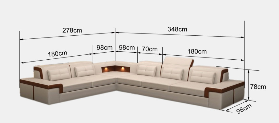 Leren bank Bank Woonlandschap Hoekbank Hoekstel Modern Ontwerp Bank B2021